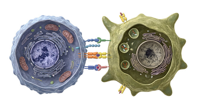 Detailed 3D Cross-Section of a T Cell Forming an Immunological Synapse with an Antigen-Presenting Cell