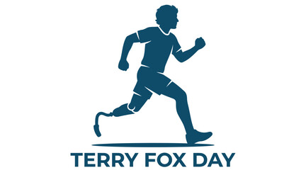 Obraz premium Silhouette of running athlete with prosthetic leg dark blue on white background