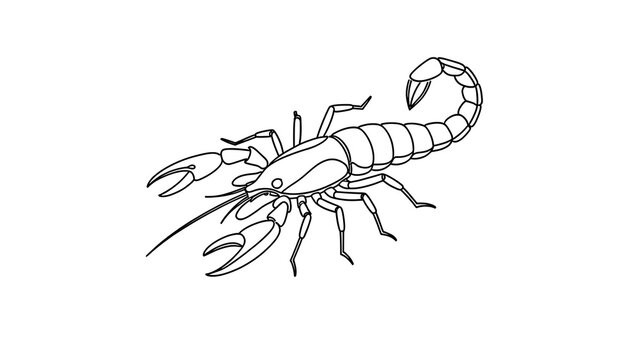 Scorpion line art illustration white background.