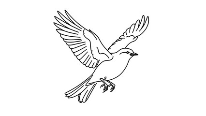 Fototapeta premium Flying bird illustration on white background.