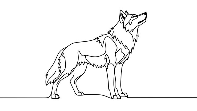 Howling wolf illustration on white background.