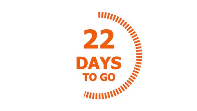 39 days to go, 39 days count animation, motion graphics running numbers counting days, 39 days in a month, 39 days left, 4K HD video with white background alpha channel