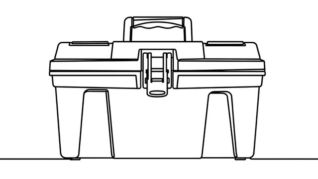 Plastic toolbox with handle white background.