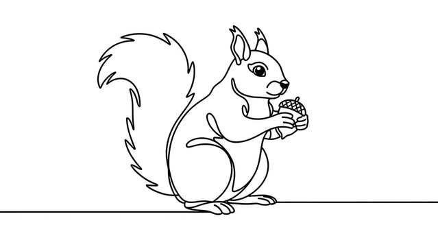 Cute squirrel eating nut on white background.