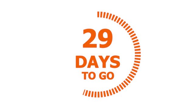 53 days to go, 53 days count animation, motion graphics running numbers counting days, 53 days in a month, 53 days left, 4K HD video with white background alpha channel