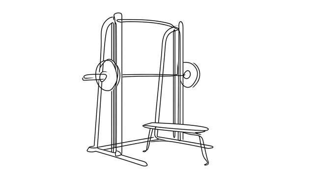 Squat rack with barbell on white background.