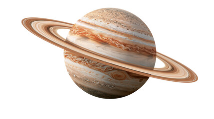 Fototapeta premium Jupiter with rings isolated on transparent background PNG element