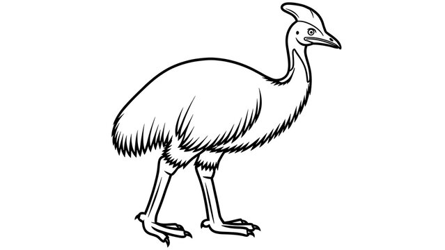 Emu bird illustration on white background.