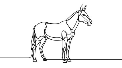 Obraz premium Simple line drawing of a donkey white background.