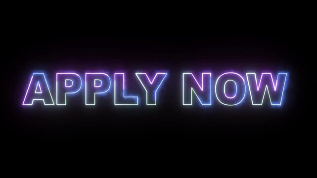APPLY NOW multicolor neon 4k loop animation.