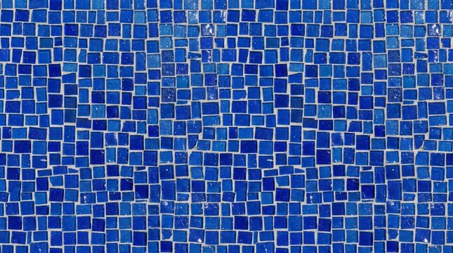 Blue mosaic tile pool background. Abstract ceramic texture for interior design surface.