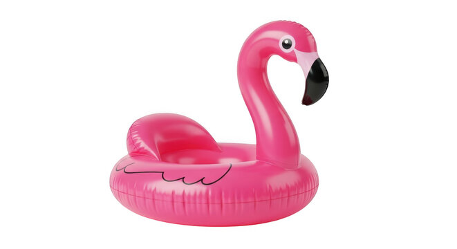 Pink flamingo pool float isolated on transparent background