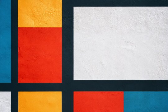 Vibrant facade pattern using complementary colors arranged in geometric design for modern architecture
