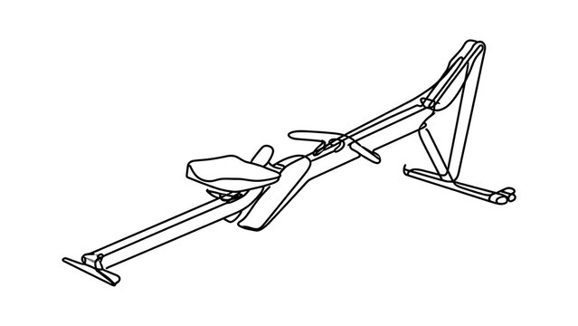 Rowing machine illustration on white background.