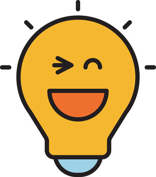 Cheerful Blinking Bulb Emoji Icon
