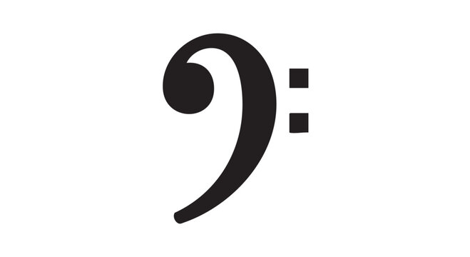 Bass clef symbol isolated on white background for music.