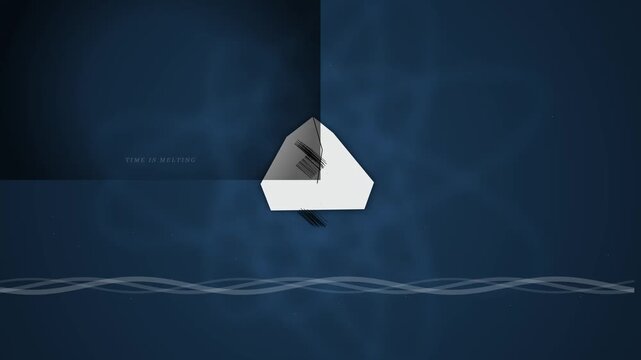 Abstract minimal geometric shape animation with conceptual text overlay