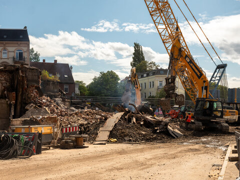 Hamburg, Germany - 07272026: Demolition Site at Former Sternbr&uuml;cke Crossing in Hamburg Near Max Brauer Allee.