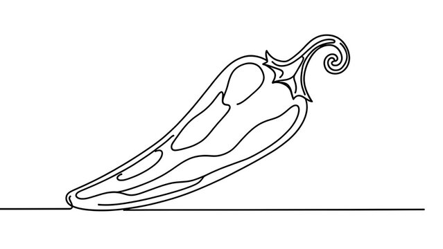 Chili pepper line art illustration white background.