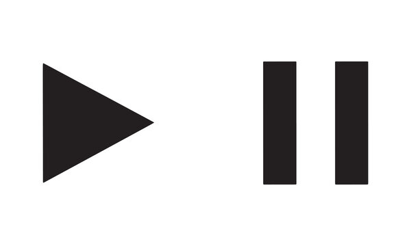 Media player play and pause button vector icon set, perfect for video players, music apps, audio controls, multimedia interfaces, and digital UI designs.