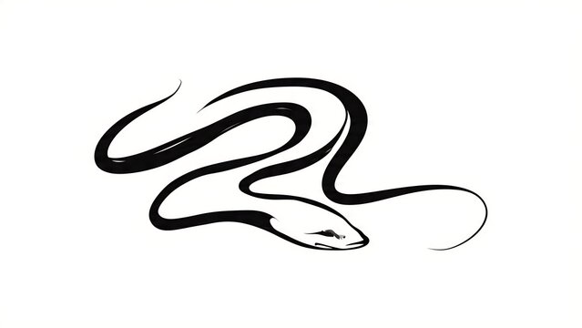 Elegant snake line art illustration white background.
