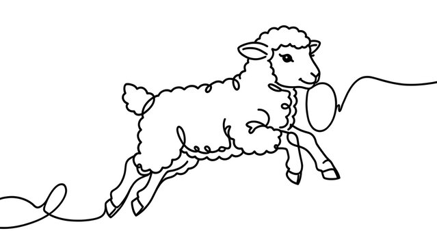 Cartoon sheep drawing on white background.