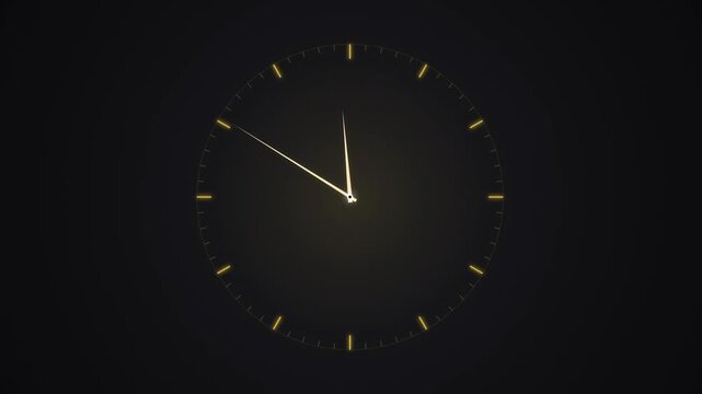 animation clock isolated on black background.clock go fast and speed up time symbolizing urgency and time passage	
