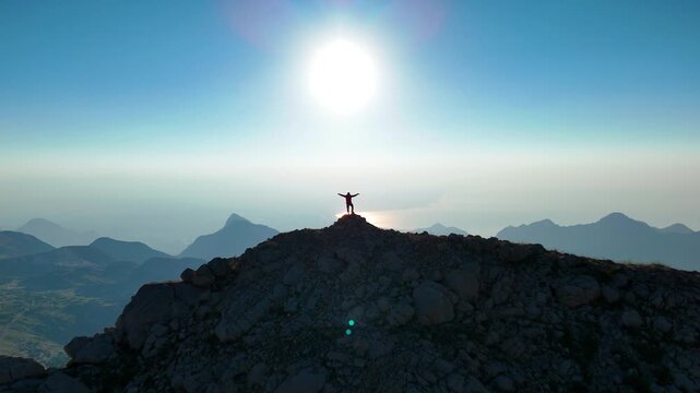 Spectacular Sunrise Mountain Peak Drone