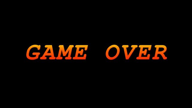 animation GAME OVER with glitch effect isolated on black background.animated game over video game Cyberpunk.Game Over text from 80s and 90s