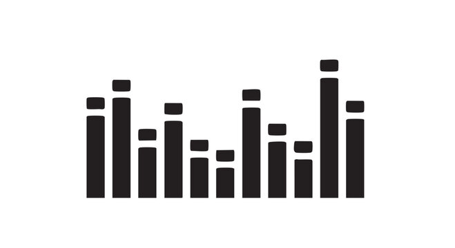 Black audio equalizer bars for music and sound design.