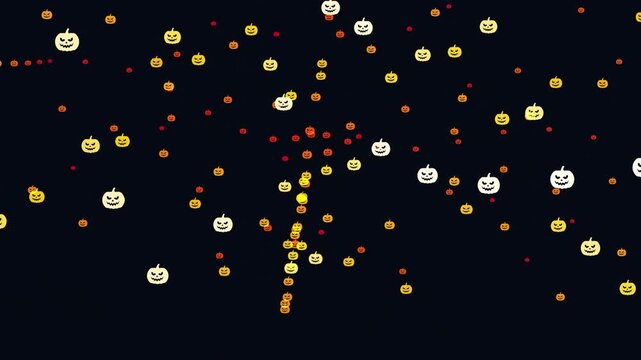 Halloween pumpkins falling animation, spooky holiday celebration