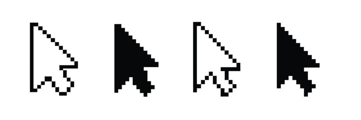 Fototapeta premium Arrow Click Pixel Cursor Icon Set with Mouse Pointer Symbols for Web, Desktop and User Interface Design