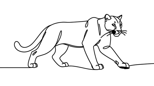 white background minimalist cougar drawing outline.