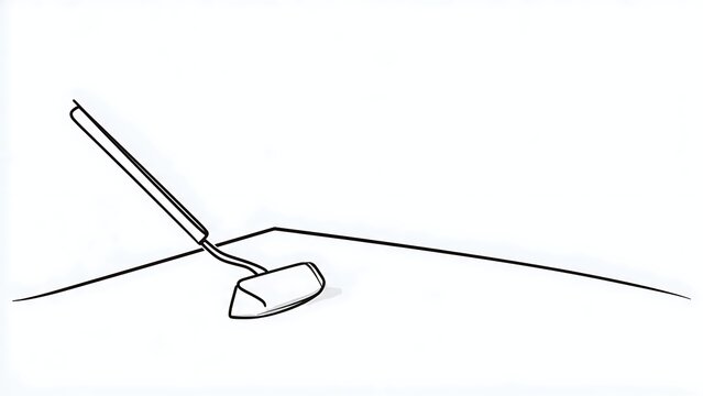 Simple line art of a shovel on white background.