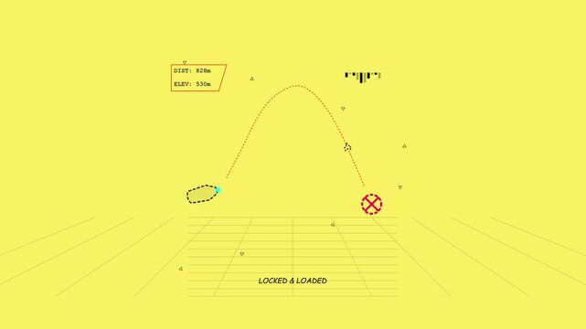 Digital Trajectory Simulation with Projectile Arc and Target UI Overlay