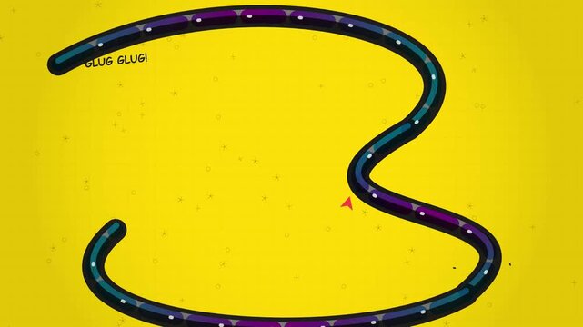Abstract Animated Snake Game Moving On A Bright Yellow Grid Background