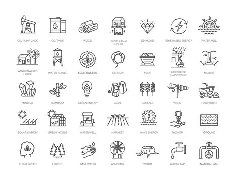 Set of natural resources icons