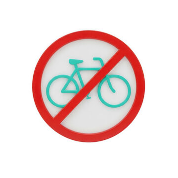No cycling sign with a teal bicycle icon