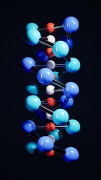 Colorful molecular structure on black background. 3d rendering