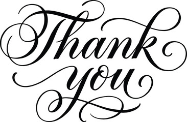 Naklejka premium Typography Elegant cursive thank you message in black ink Vector