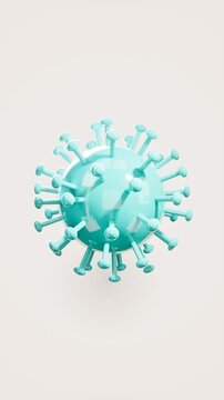 Turquoise virus model on white background. 3d rendering
