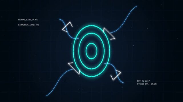 Futuristic Digital Neural Interface Scanning With Biometric Data Display