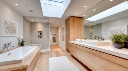 Fototapeta premium Elegant contemporary bathroom interior showcasing refined style