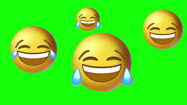 Laughing emoji on green screen background