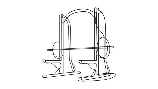Smith machine gym equipment white background.