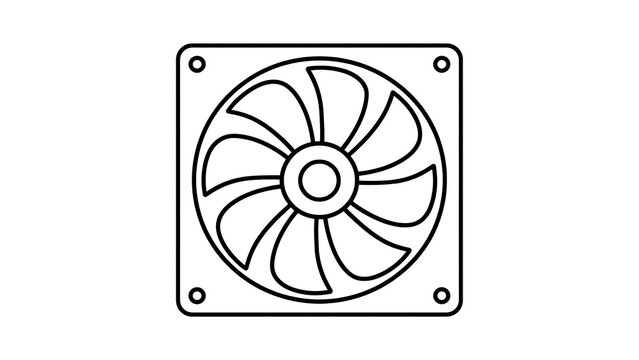 Computer cooling fan icon on white background.