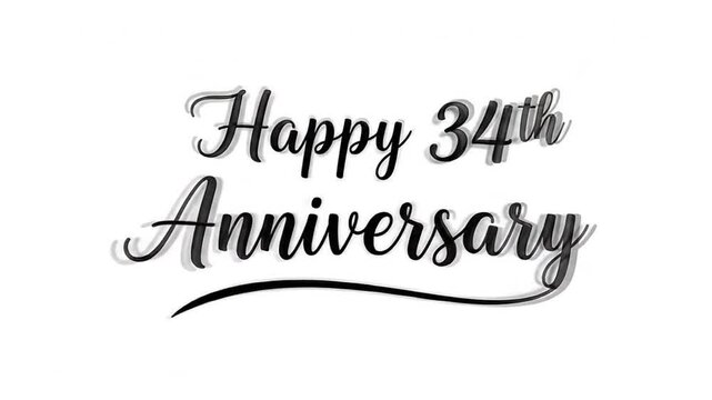 A stylish black text celebrating a thirty fourth anniversary event