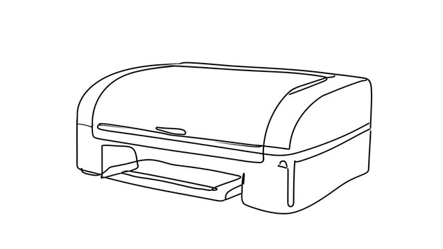 Modern office printer on white background.