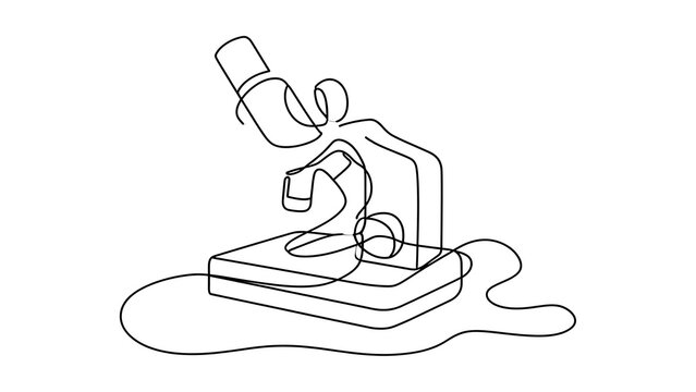 Microscope line art illustration white background.