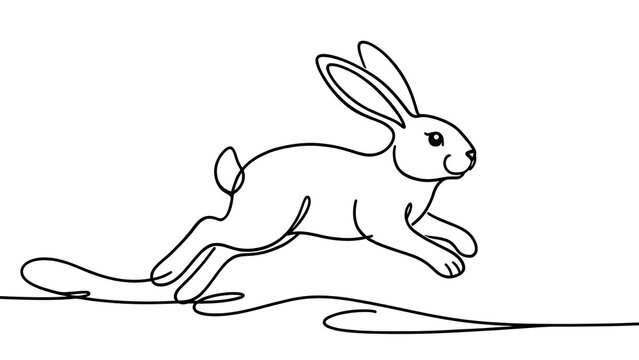 Running rabbit illustration on white background.